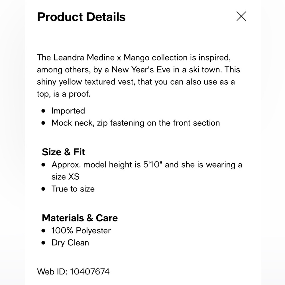 Mango X Leandra Medine Yellow Zip Texture Top Med… - image 7